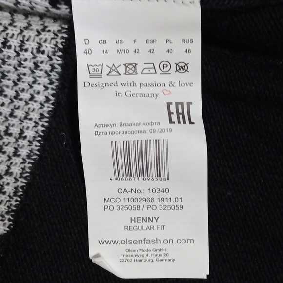 Olsen Henny Open Front Wool Yarn Cardigan Sweater Golden Glam M - Picture 12 of 16